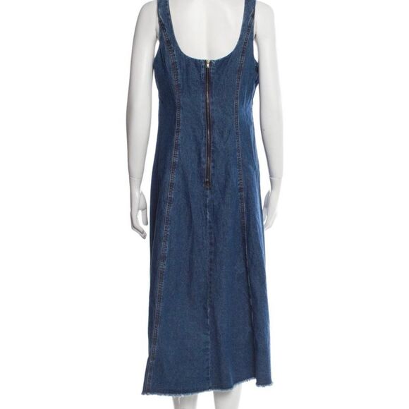 Joie Square Neckline Raw Hem Sleeveless Denim MIDI Dress Sz S Cottage Core - Picture 2 of 10
